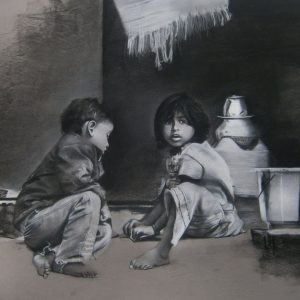 Ghar-Ghar-charcoal-drawing-by-Sujith-Puthran