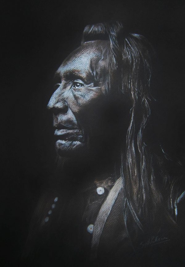 Apache-Indian-I-colored-pencil-drawing-by-Sujith-Puthran