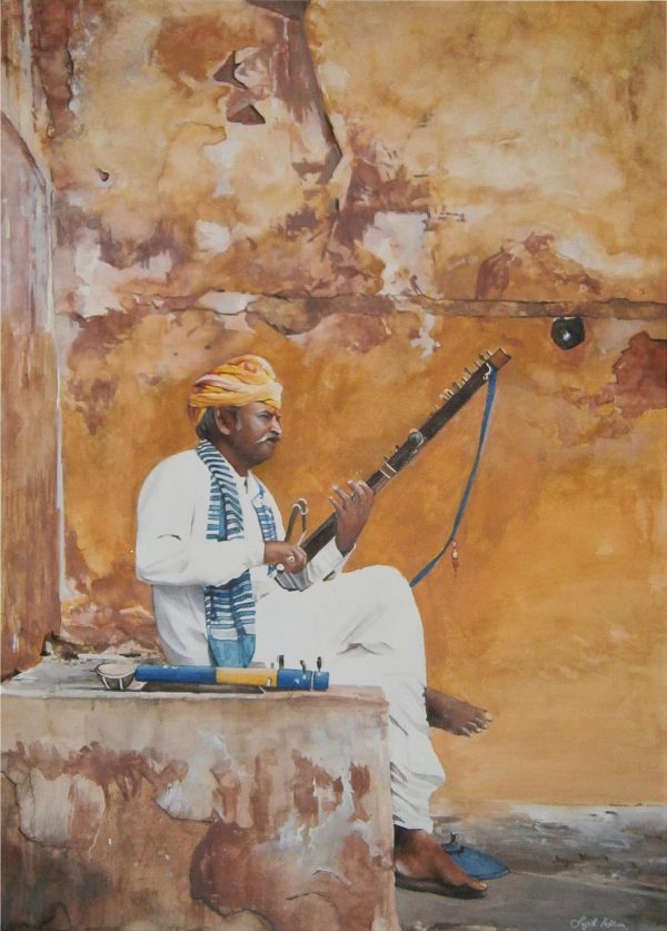 Lost-in-music-watercolor-painting-by-Sujith-Puthran