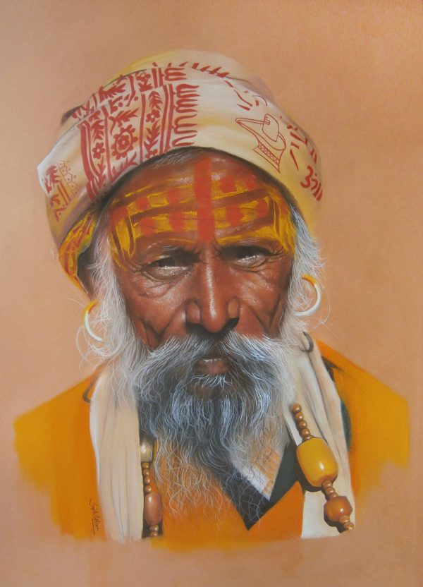 Sadhu-soft-pastel-drawing-by-Sujith-Puthran