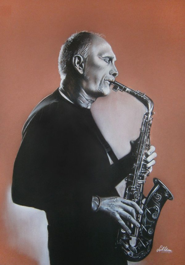 Saxophone-player-charcoal-drawing-by-Sujith-Puthran