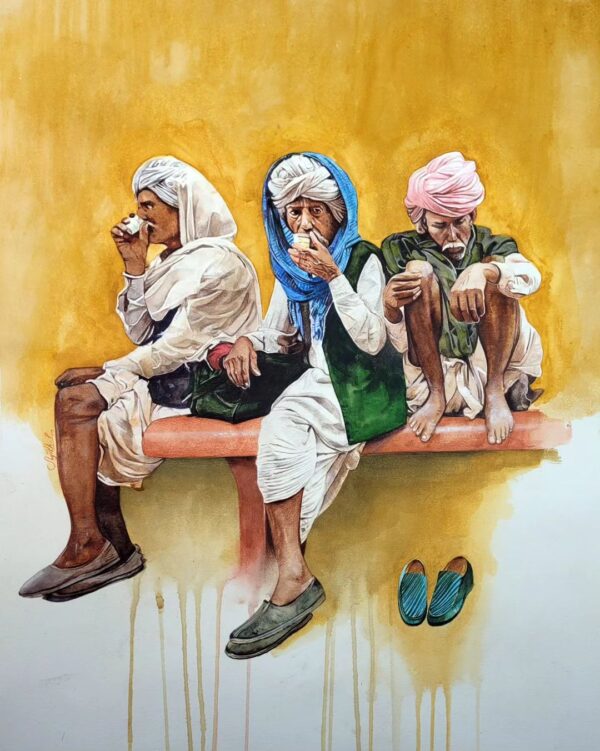 Morning Tea -watercolor painting by Sujith Puthran