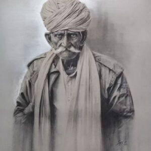 Angry old man charcoal drawing by Sujith Puthran